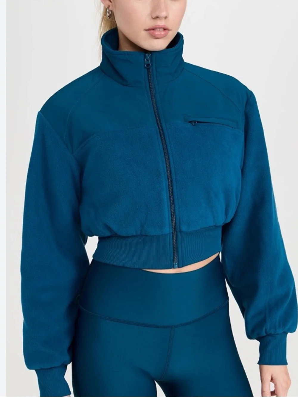 ALO Yoga Polar Fleece Cropped Jacket in Blue
